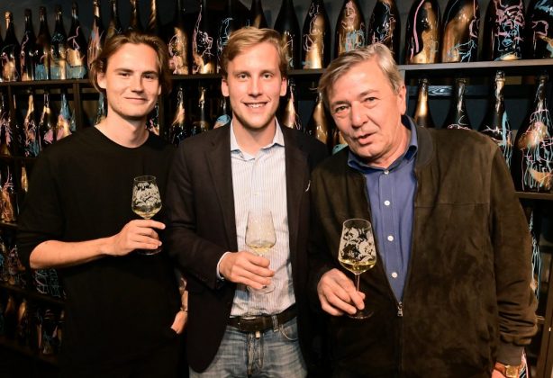Künstler Alvar Bohrmann, Johannes Kattus, Kellermeister Herbert Pratsch Sektmanufaktur Johannes Kattus Präsentation Große Reserve "Das Kunststück" | Künstler Alvar Bohrmann, Johann Kattus, Kellermeister Herbert Pratsch