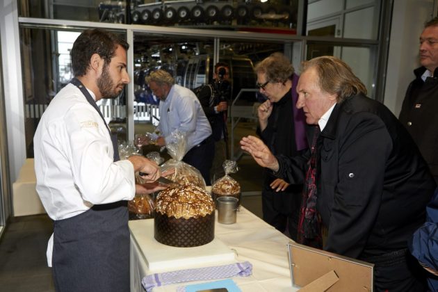 Gérard Depardieu mit Andrea Tortora Kulinarik und Kunst Festival 2018 · Gondel Gipfelsturm · Gérard Depardieu mit Andrea Tortora