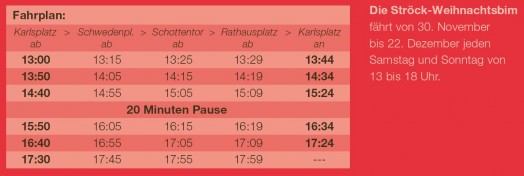 Weihnachtsbim 2013 Fahrplan